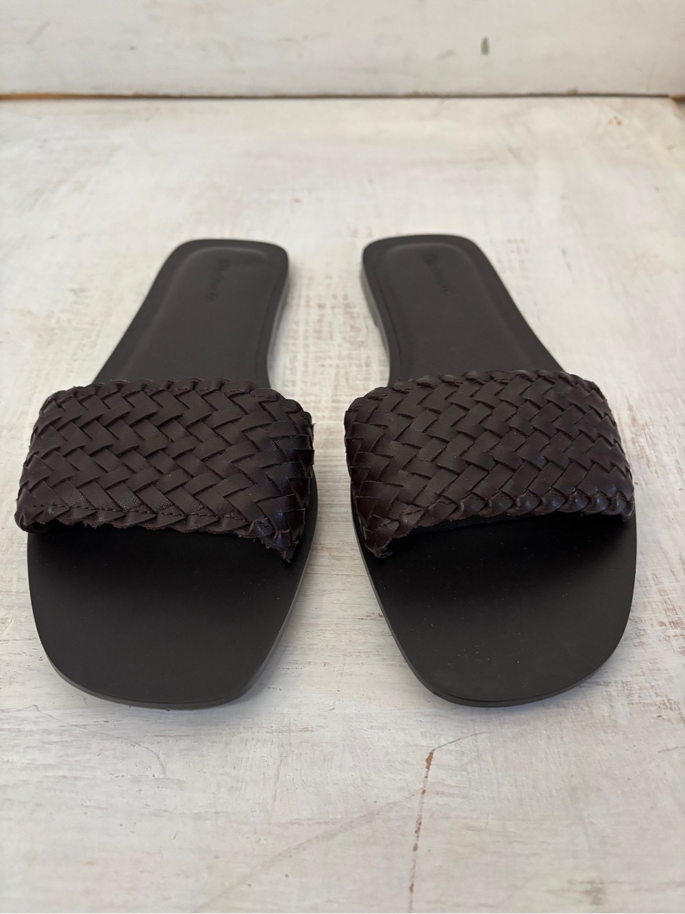 Madewell Cora Slide Sandal Woven Leather Dark Brown Size 8.5 - Picture 5 of 10